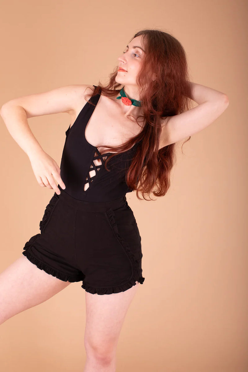 Ruffle Shorts in Black
