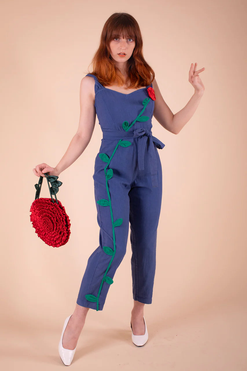 Climbing Rose Jumpsuit in Indigo