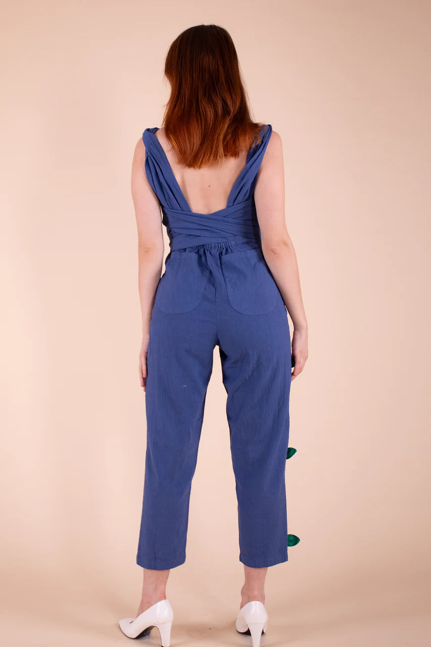 Climbing Rose Jumpsuit in Indigo