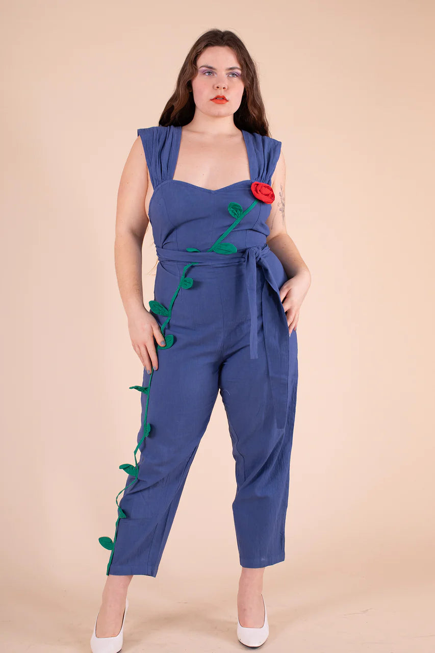 Climbing Rose Jumpsuit in Indigo