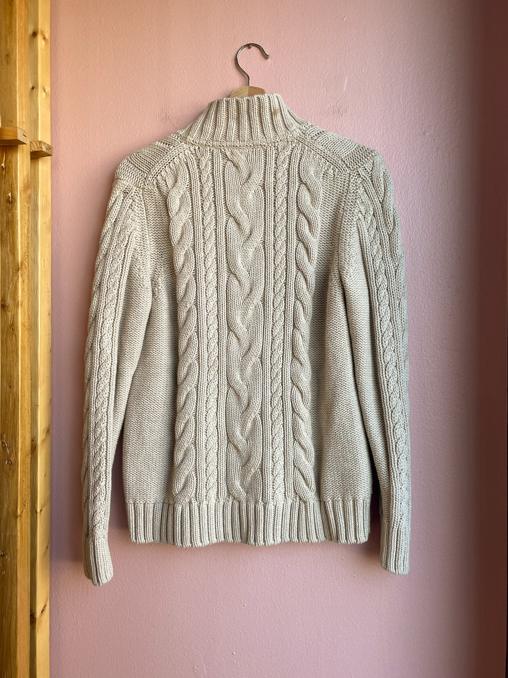 L.L. Bean Pale Beige Zip Sweater / Size M
