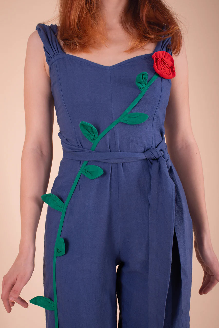 Climbing Rose Jumpsuit in Indigo