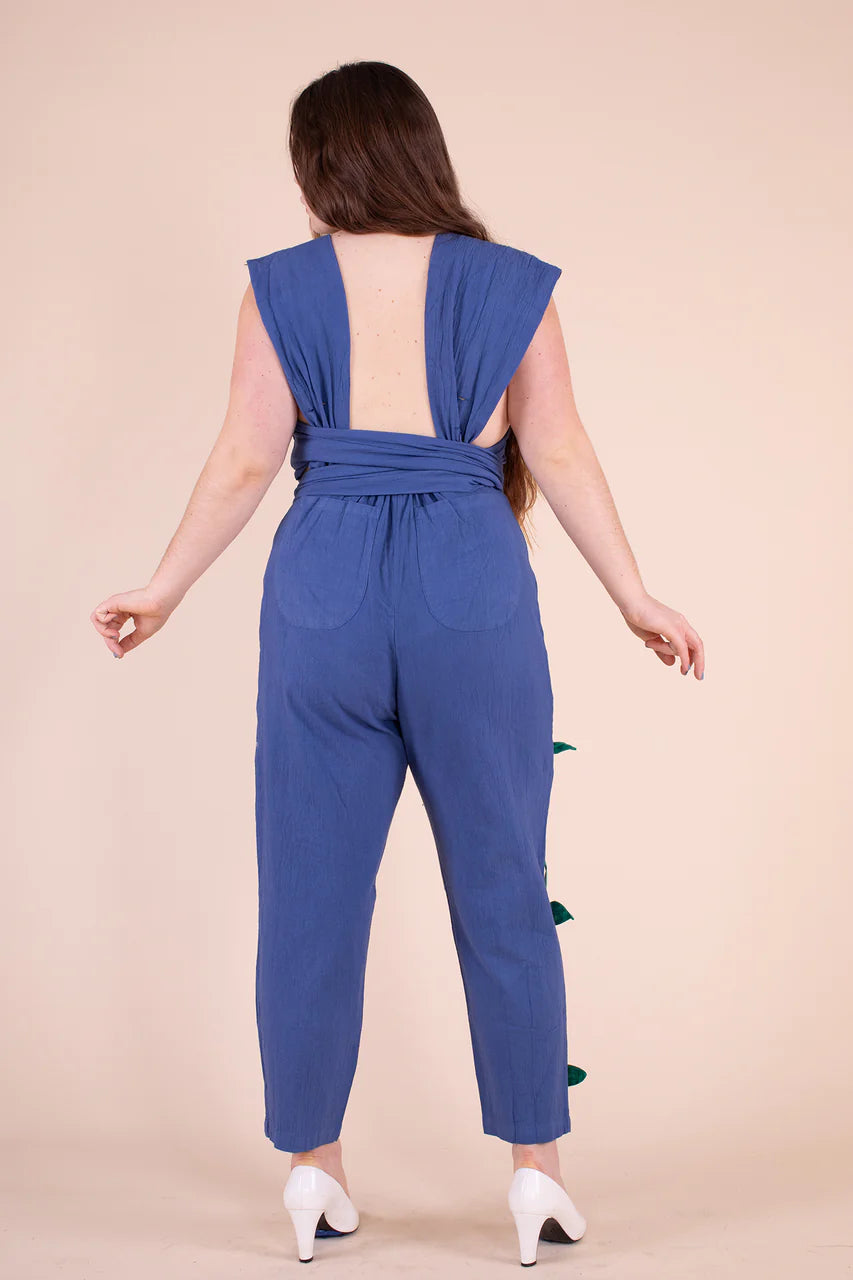 Climbing Rose Jumpsuit in Indigo