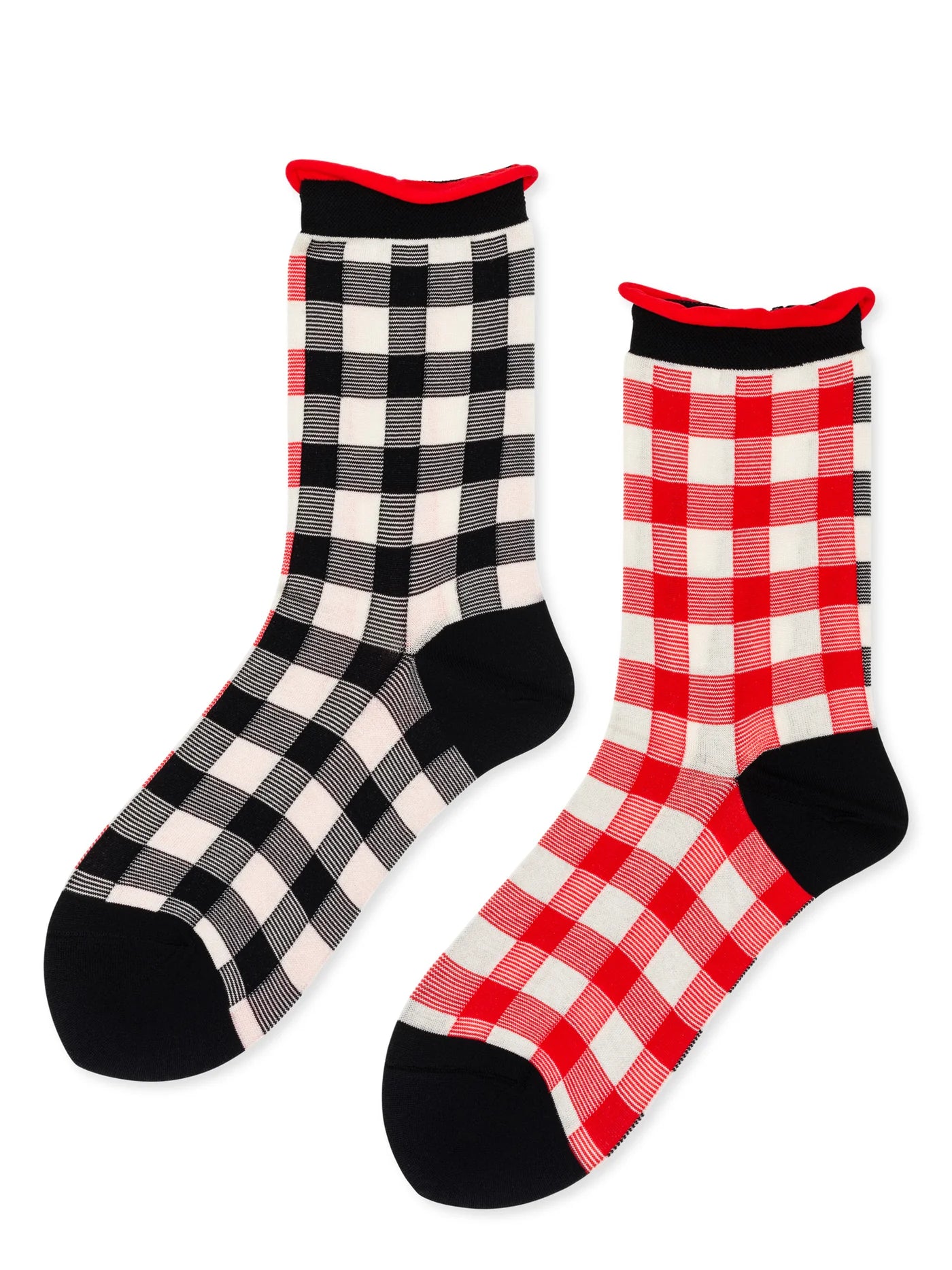 Colorblock Gingham Crew Socks