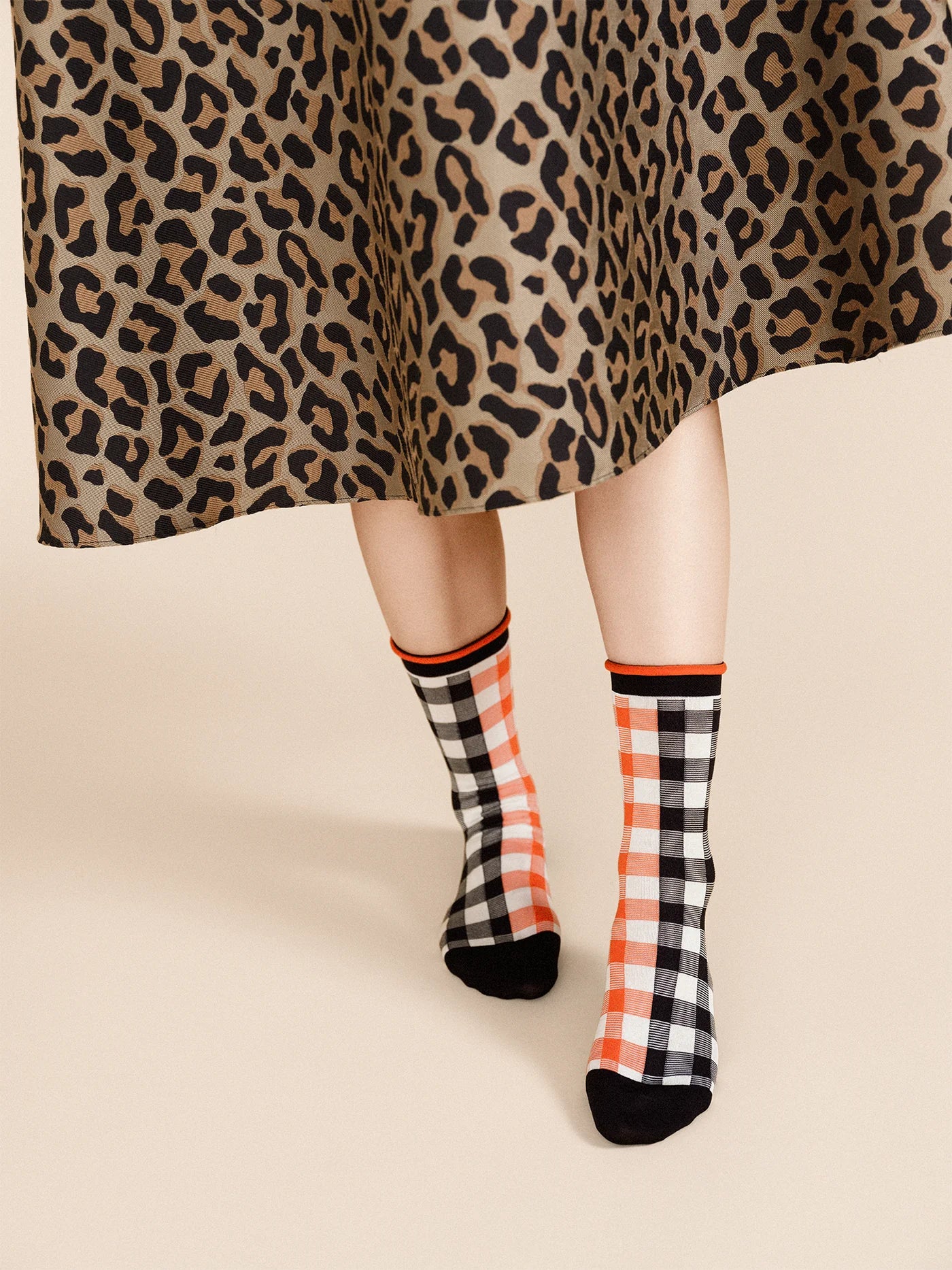 Colorblock Gingham Crew Socks
