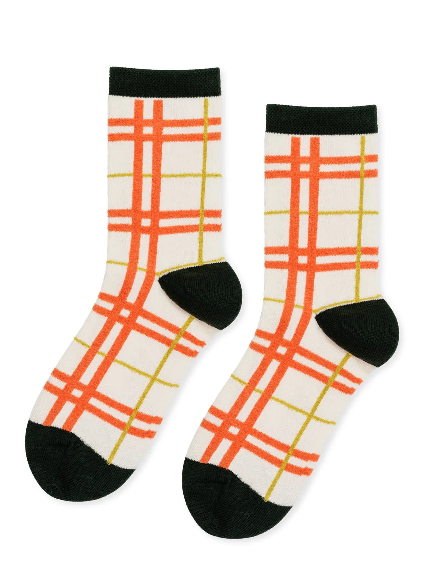 Boucle Plaid Crew Socks / Ivory