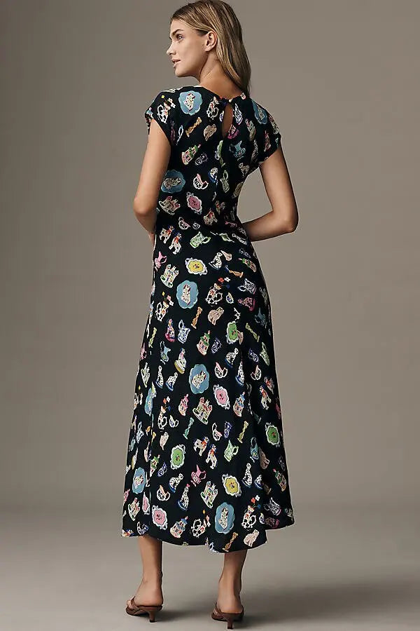 Corey Lynn Calter Short-Sleeve Printed Maxi Dress