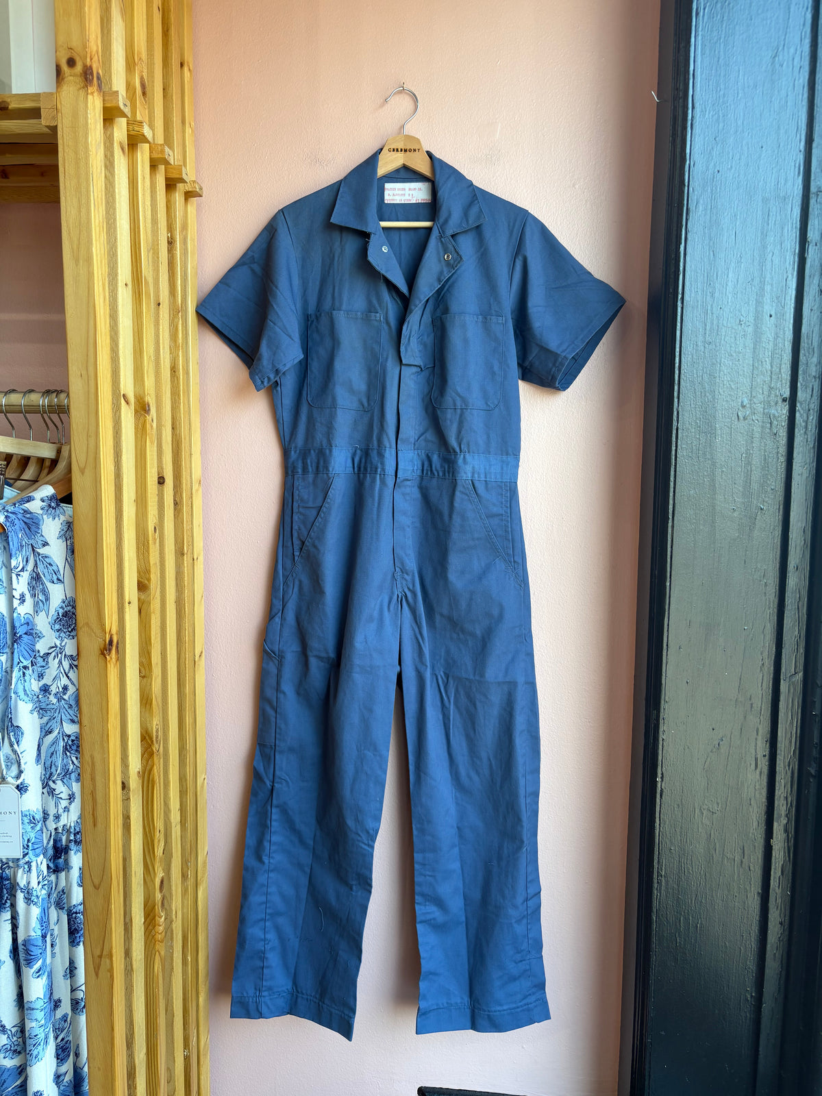 Vintage Navy Short Sleeve Jumpsuit