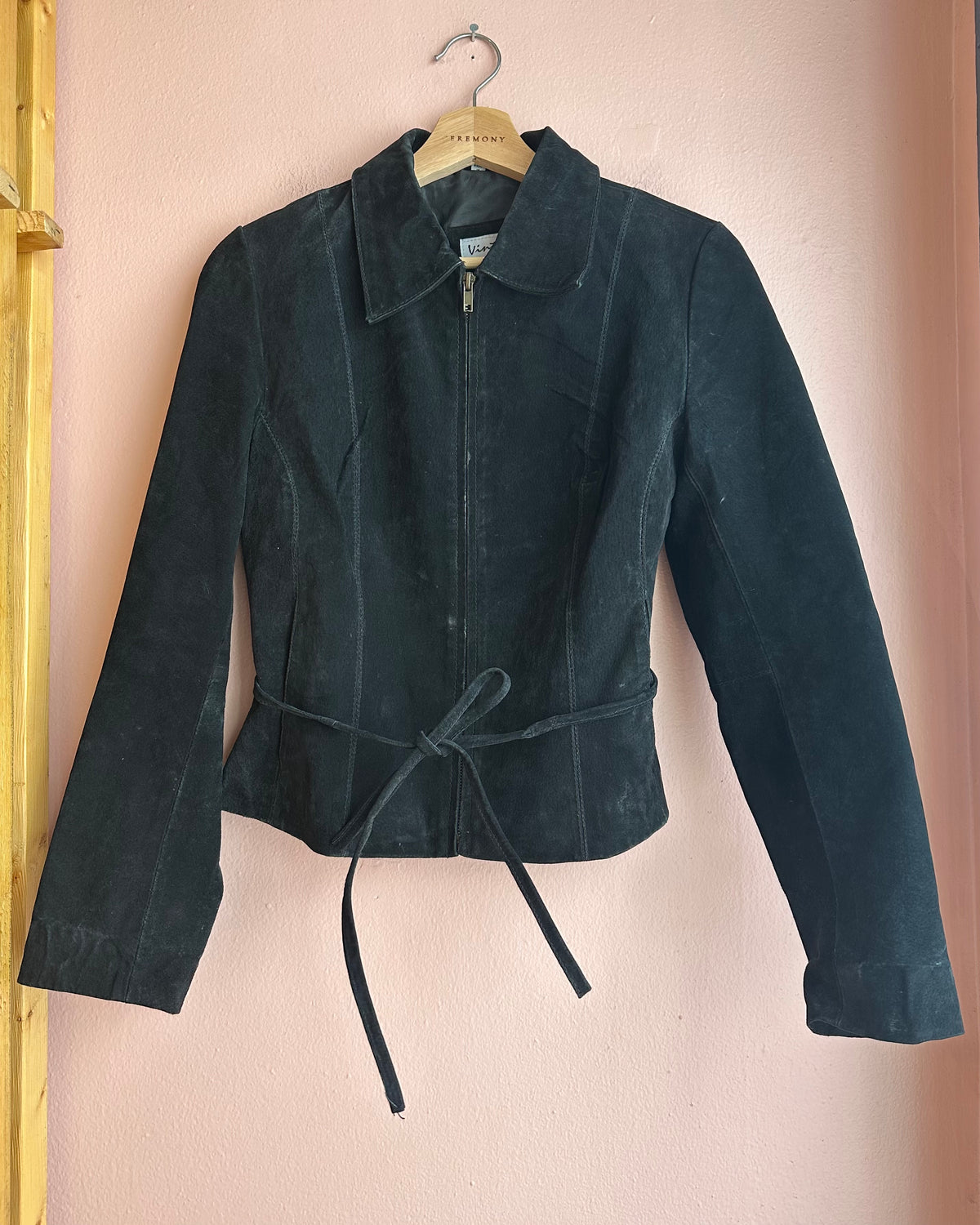 Vintage Black Leather Jacket / sz Small