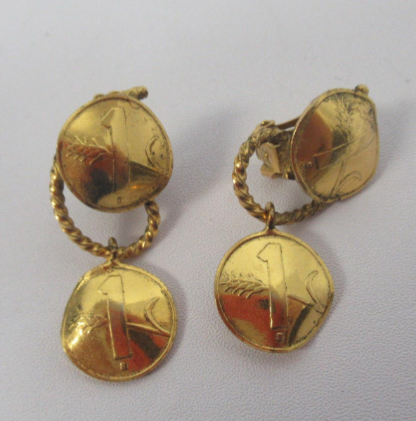 Vintage Freirich Coin Earrings