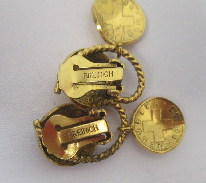 Vintage Freirich Coin Earrings