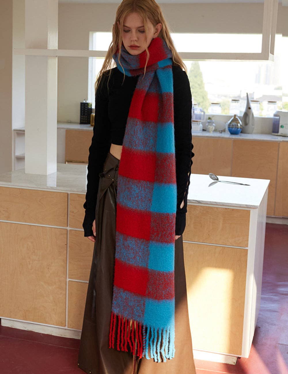 Red and Blue Plaid Scarf