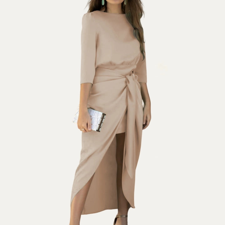 Marcella High-Low Satin Wrap Dress