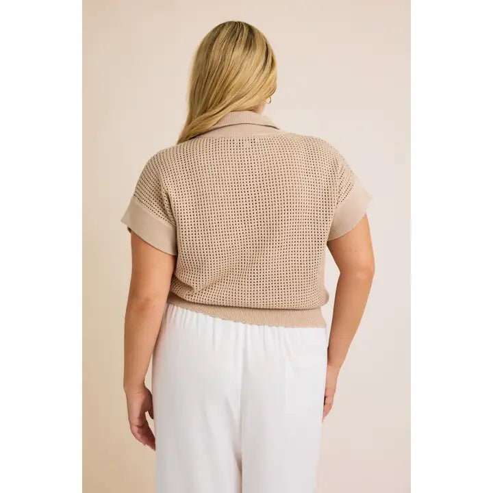 Crocheted Top in Taupe