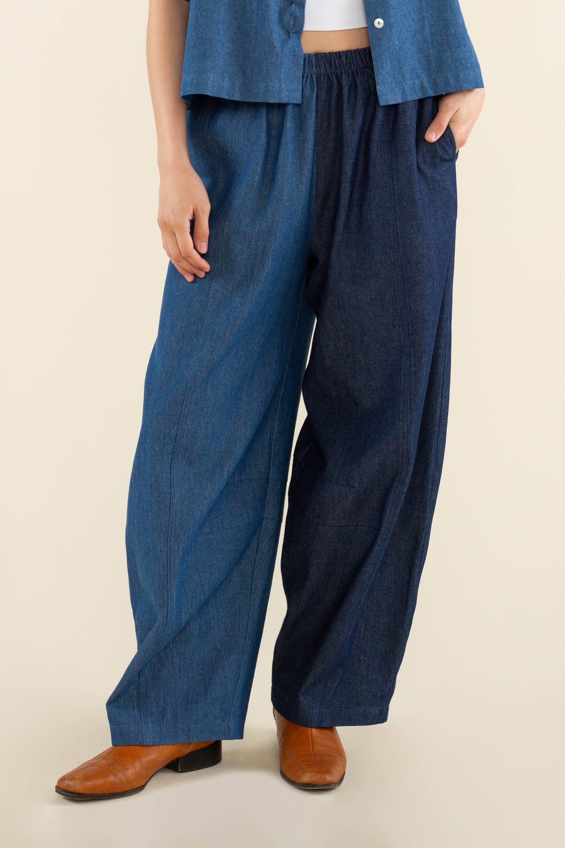 Chevy Two-Tone Barrel Leg Cotton Denim Pant