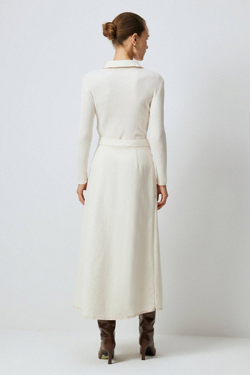 Cream Denim Skirt