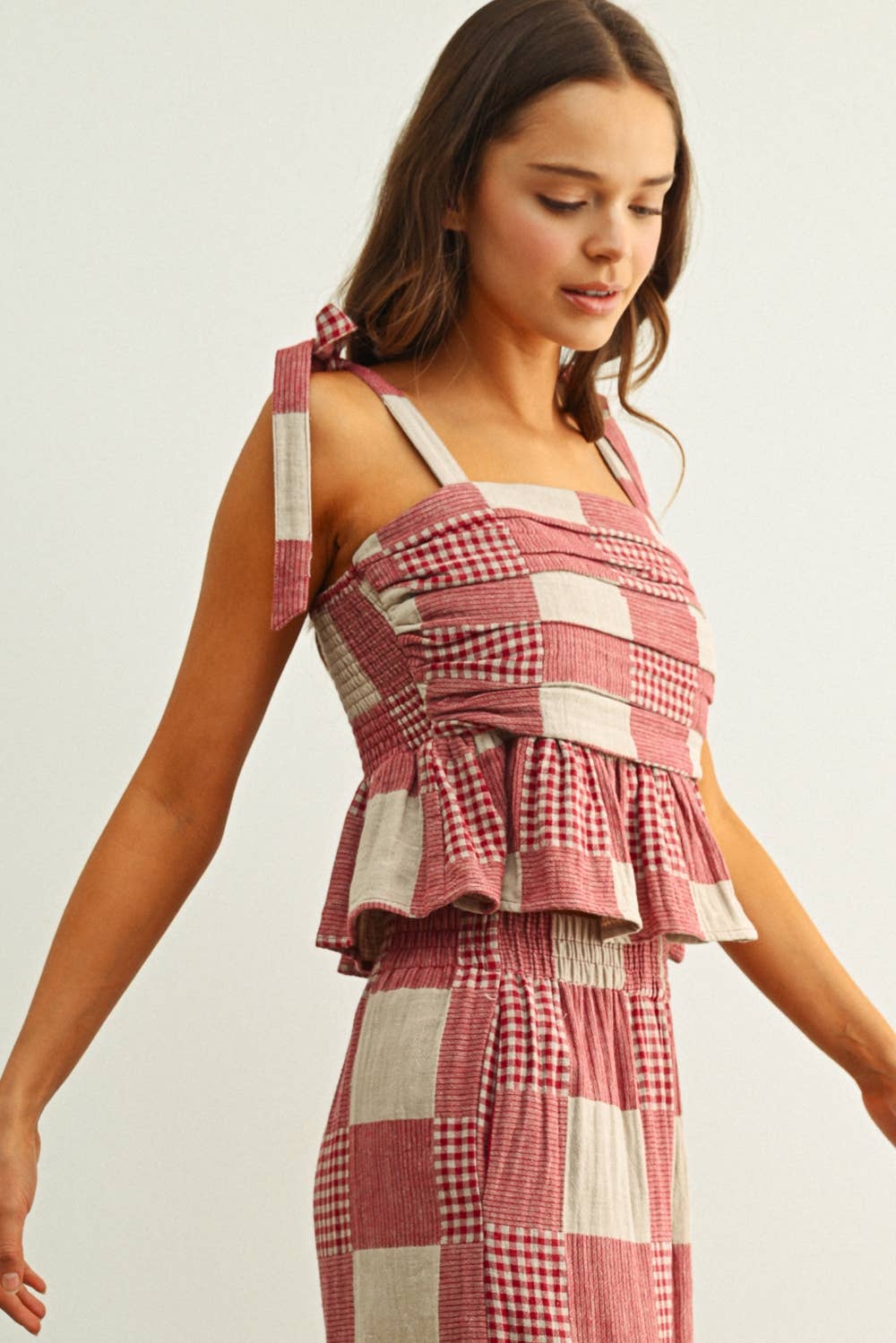 Abbie Gingham Top / Red