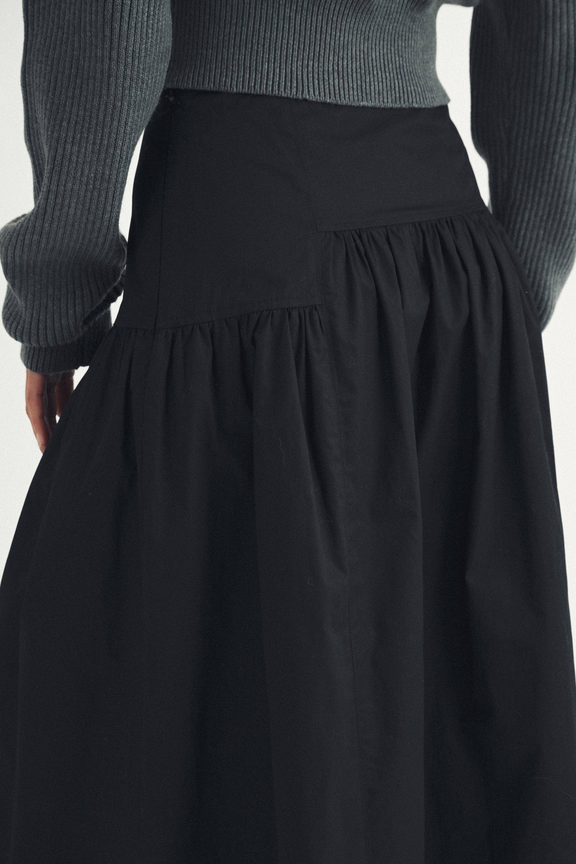 Cotton Poplin Midi Skirt