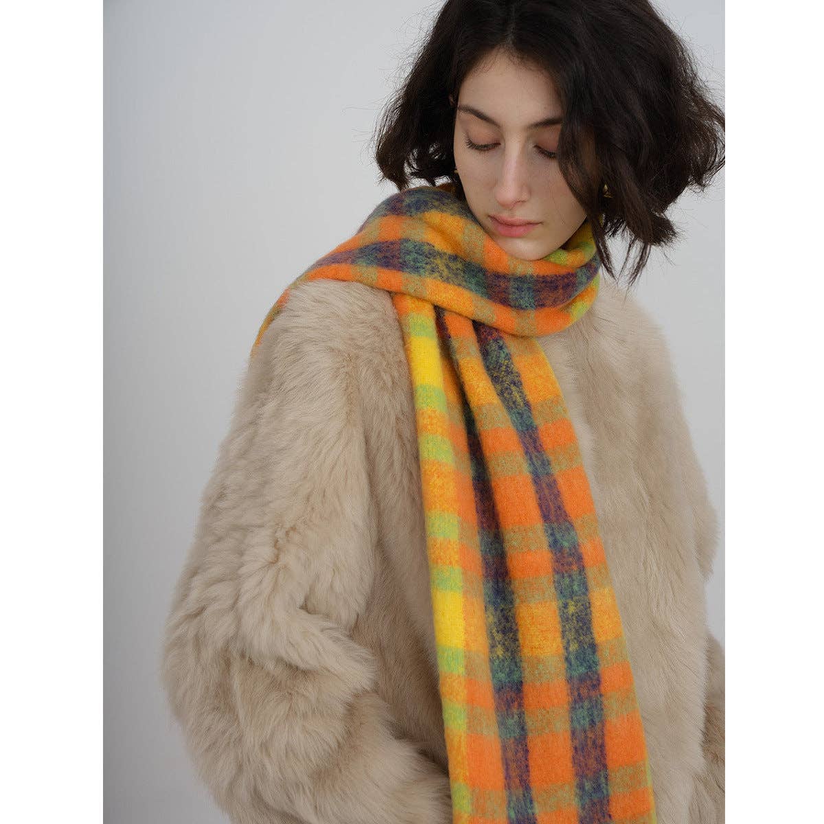 Orange Plaid Scarf