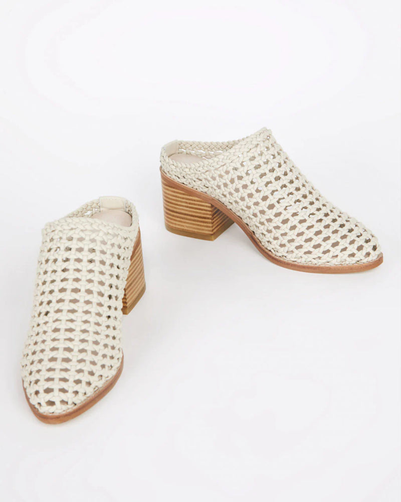 Caps Heeled Mule in Bone