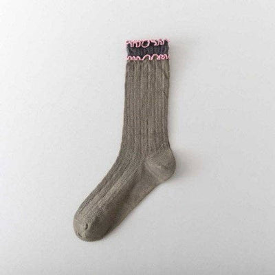 Wendy Ruffled Ribbed Cotton Blend Sock / Various Colors