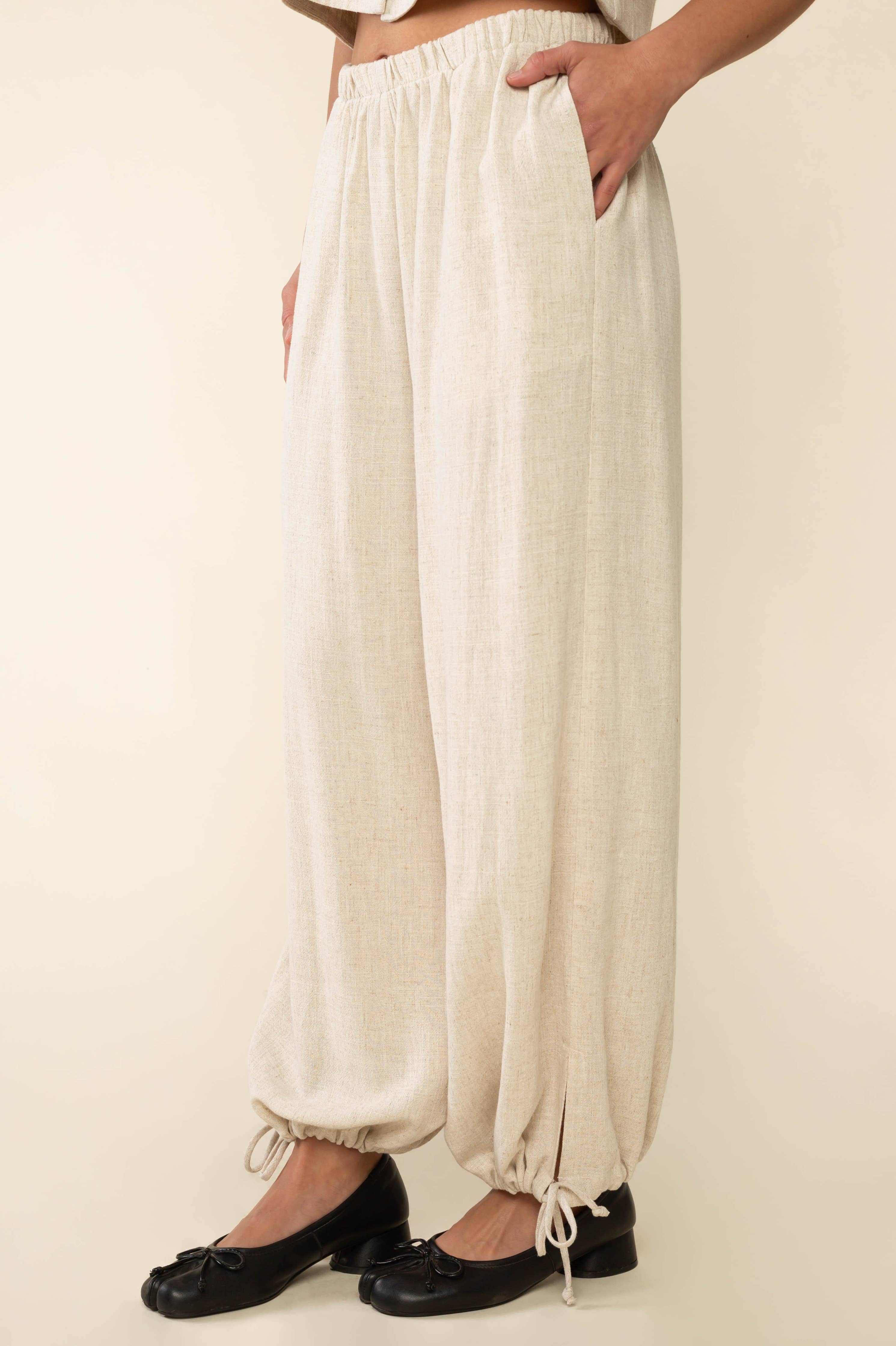 Linen Pant with Drawstring Hem