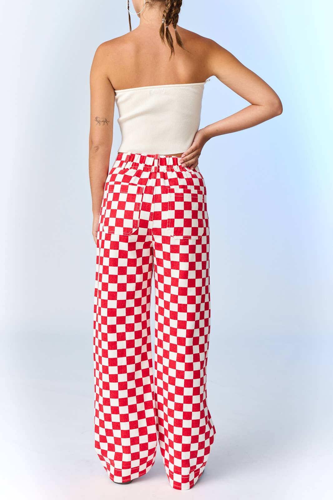 Becky Checkered Pants in Red