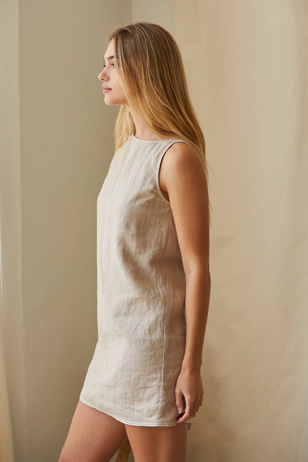 Danna Embroidered Linen Shift Dress