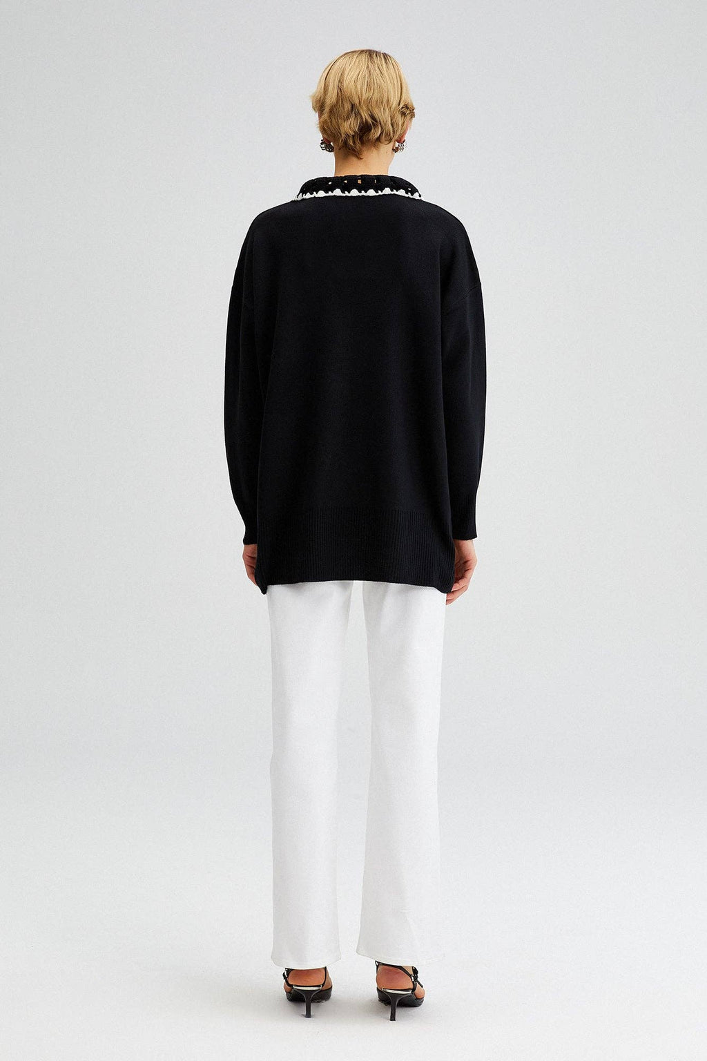 Lindsey Crocheted Collar Sweater