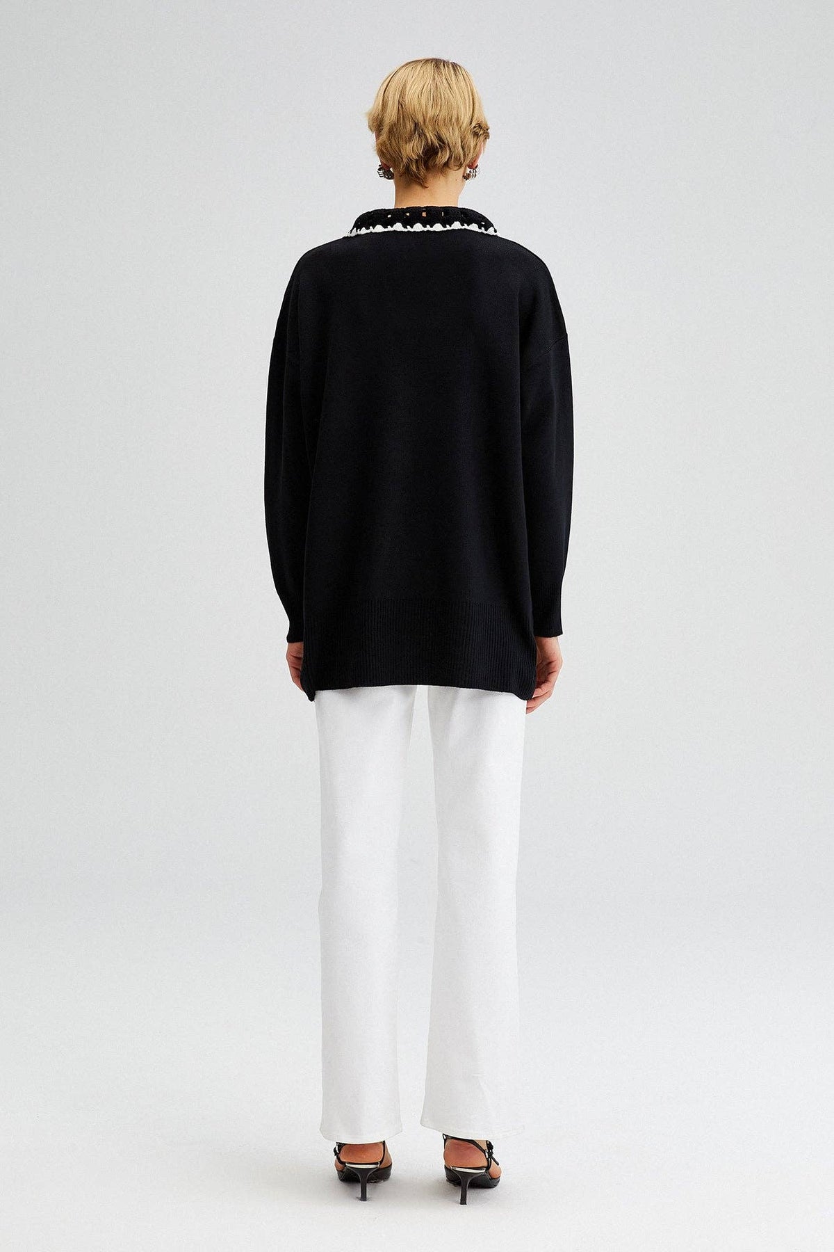 Lindsey Crocheted Collar Sweater