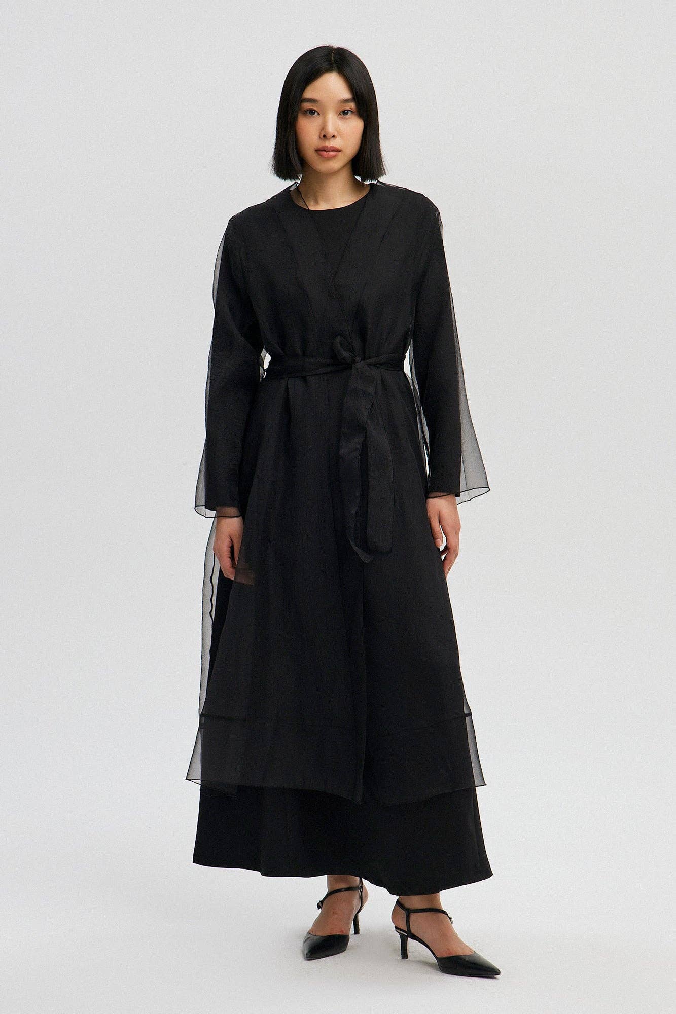 SHEER OPEN MAXI DRESS  / One Size
