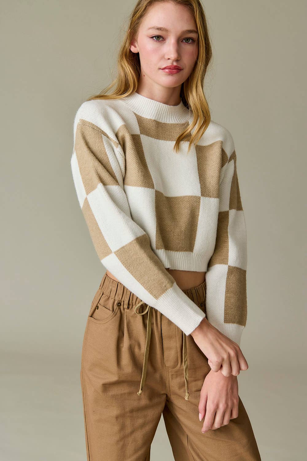 Hanna Checkerboard Sweater Top