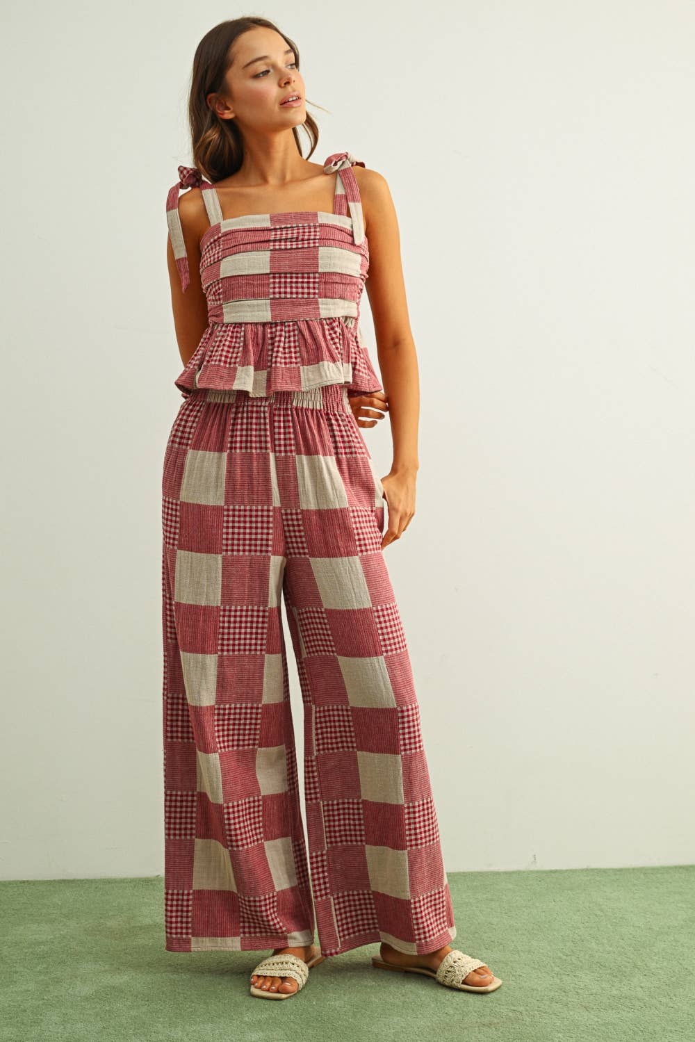 Abbie Gingham Pants / Red
