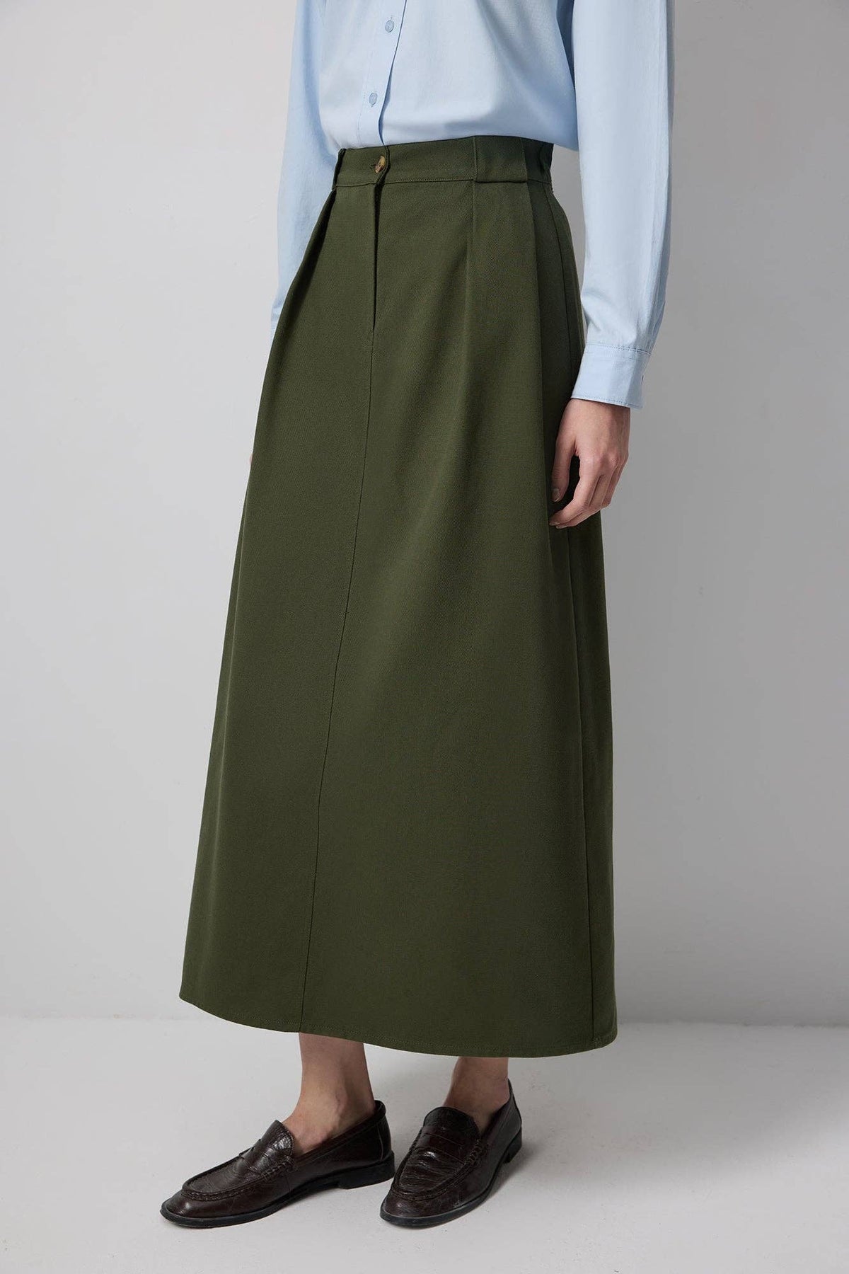 Nino A-Line Cotton Skirt / Olive