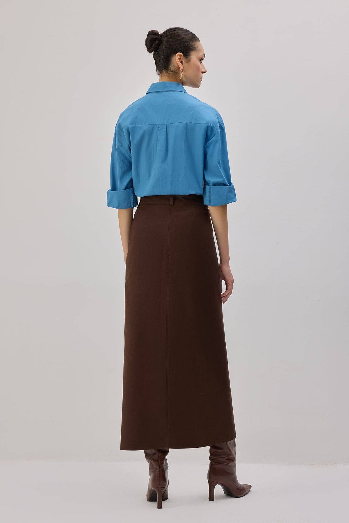 Aniko Cotton Pencil Skirt / Walnut