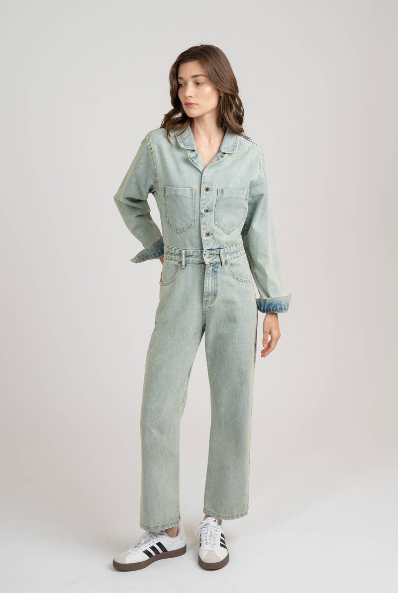 Jocelyn Light Wash Denim Jumpsuit
