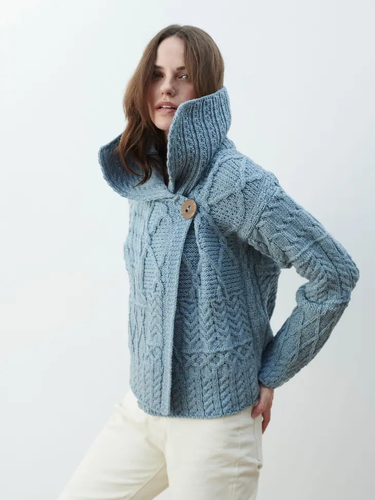 Céide Aran Cardigan in Blue