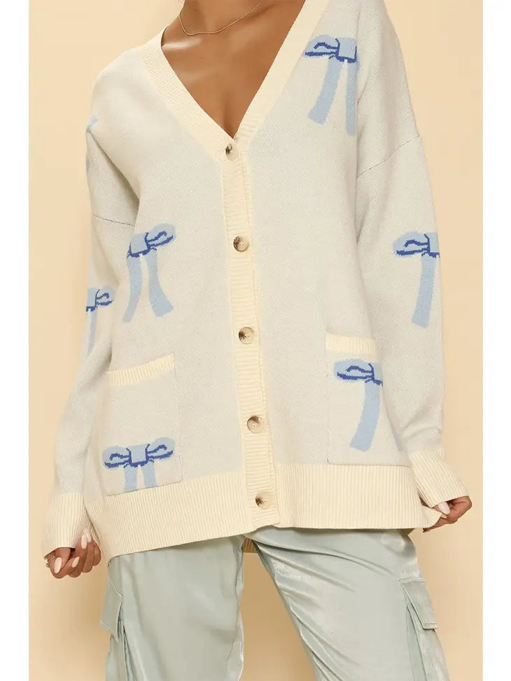 Bow Knit Oversized Cardigan