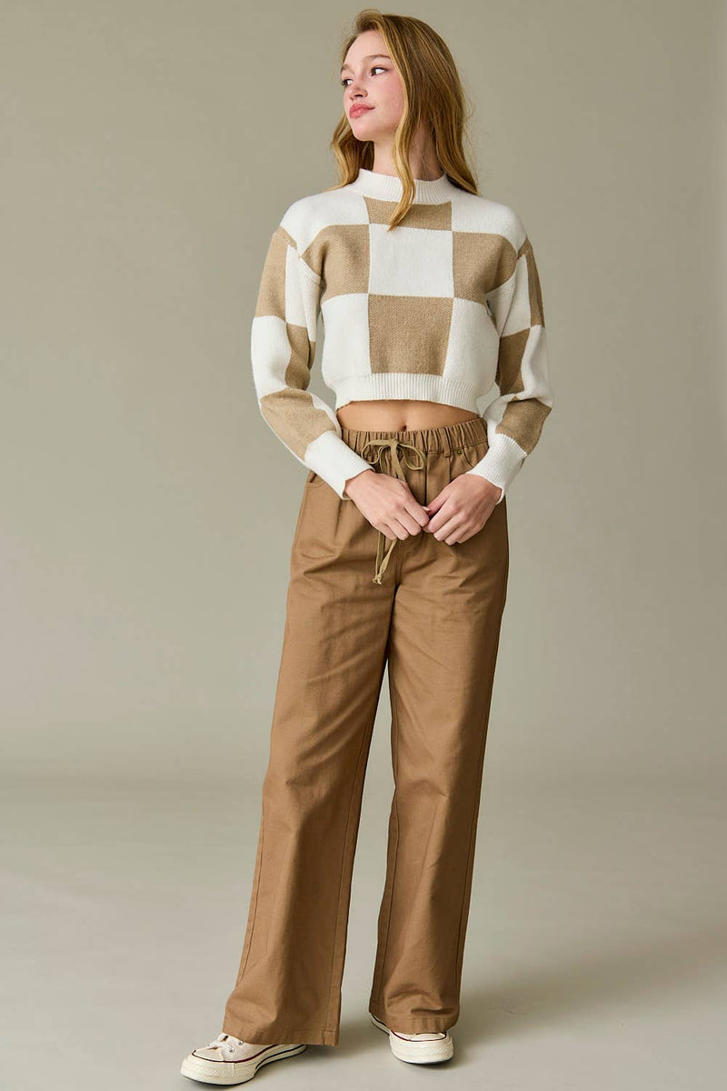 Hanna Checkerboard Sweater Top
