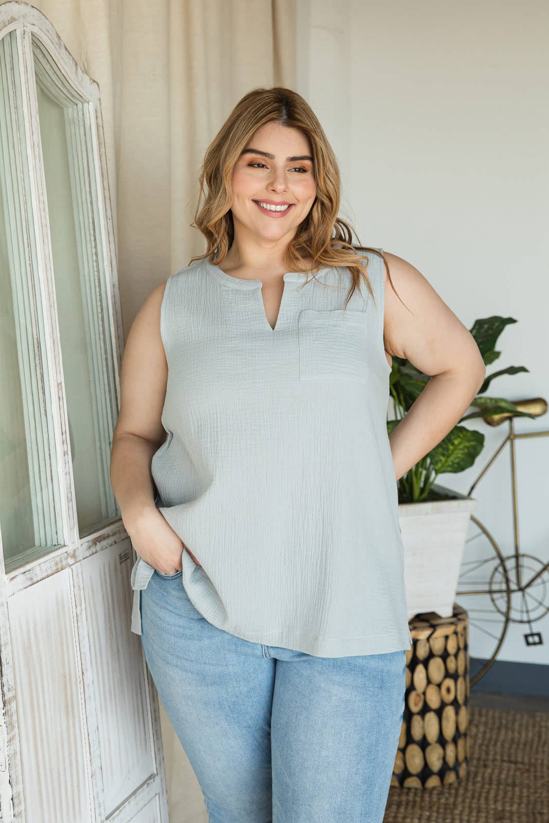 Cotton Ciele Top / Dusty Blue