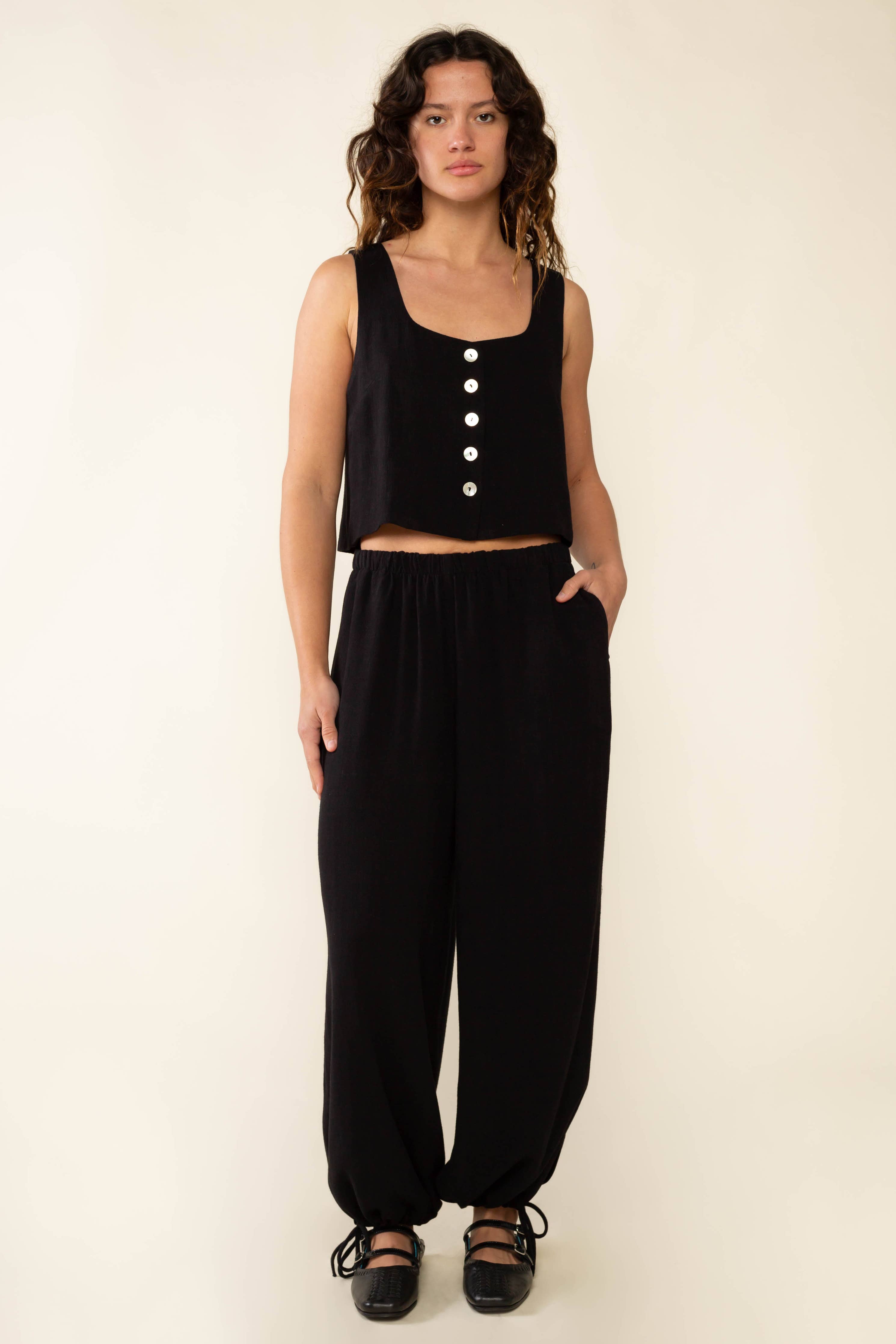 Linen Pant with Drawstring Hem