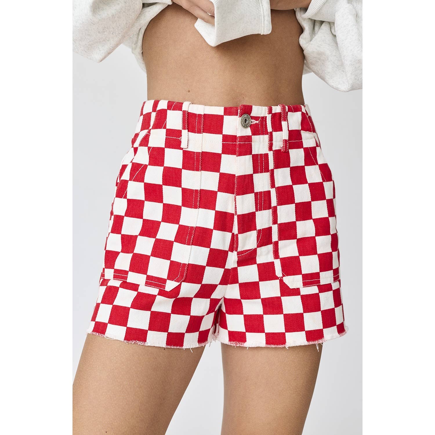 Colleen Denim Shorts in Red