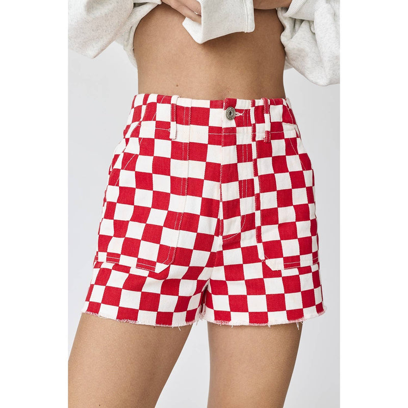 Colleen Denim Shorts in Red