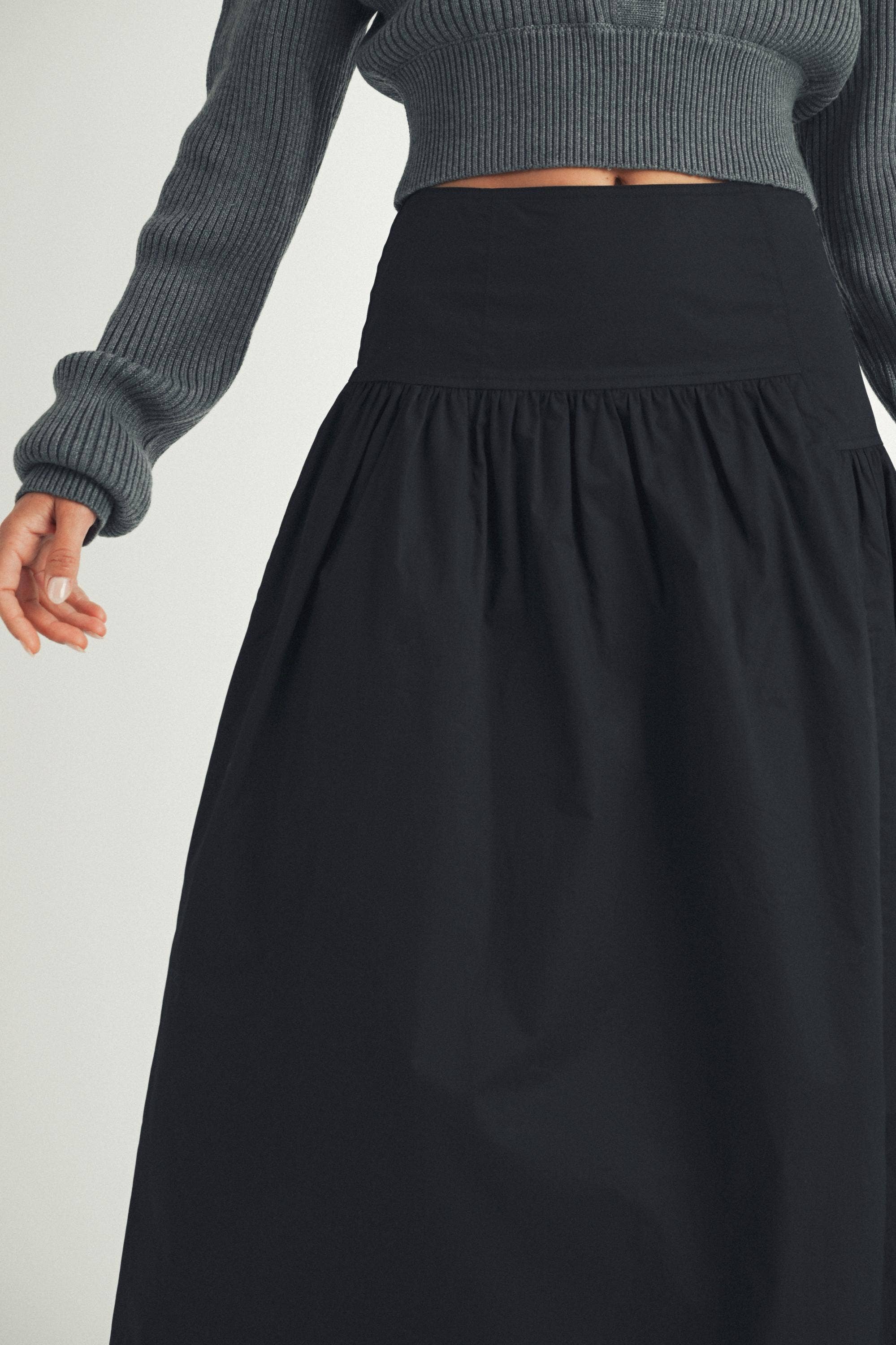 Cotton Poplin Midi Skirt