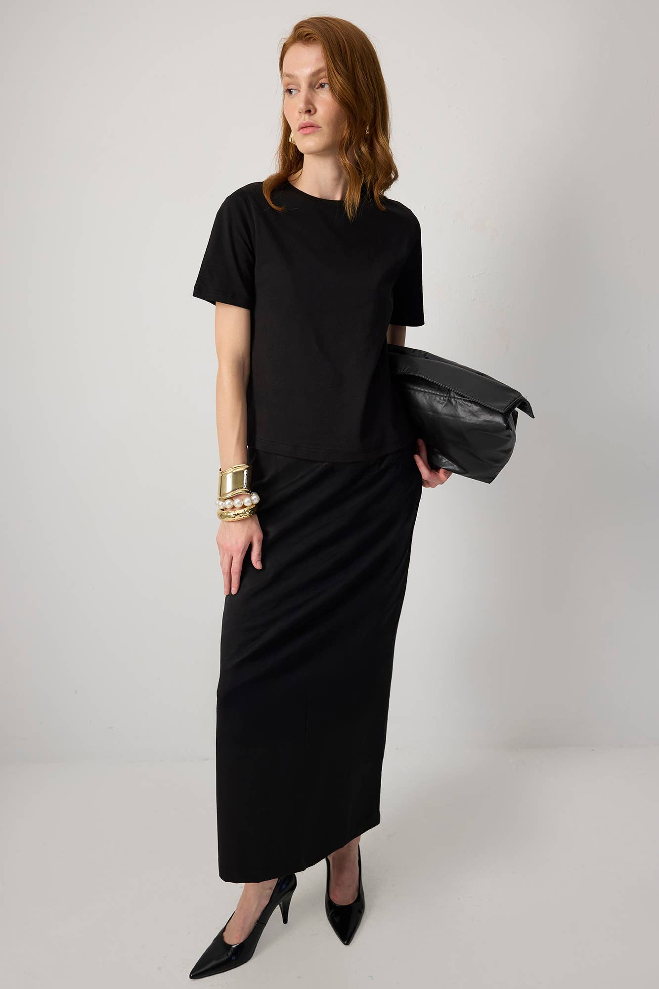 High-Waist MAXI PENCIL SKIRT / Black