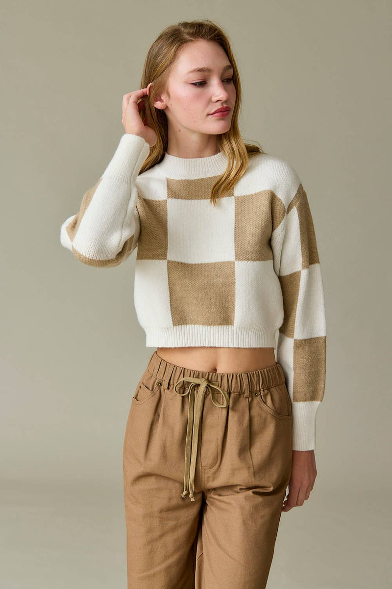 Hanna Checkerboard Sweater Top