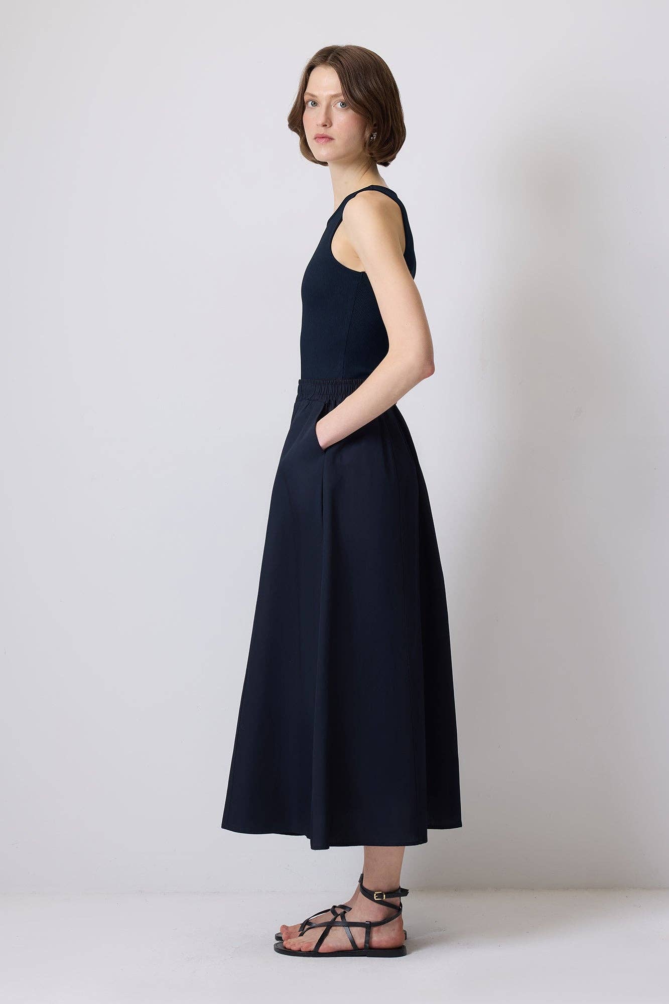 A-LINE MAXI SKIRT / Navy