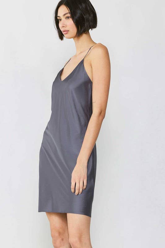 Jeanne Silk Mini Dress / Cement