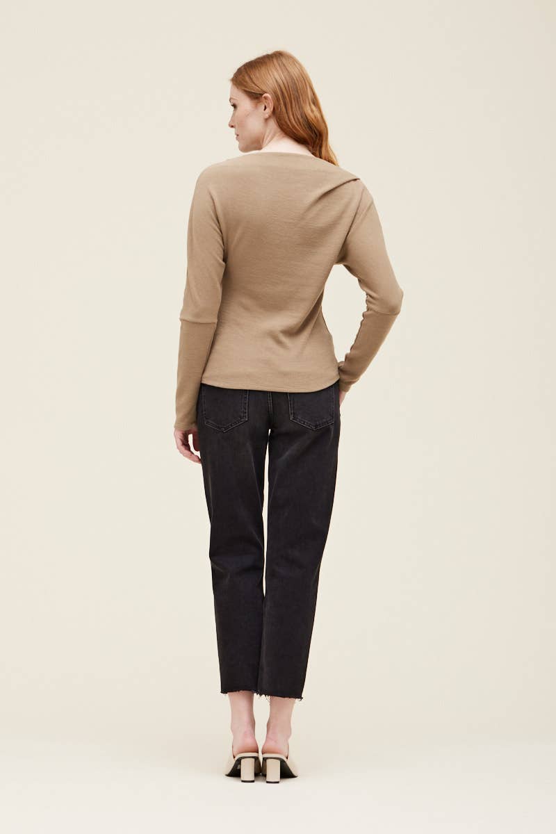 Lindsay Waffle Knit Top / Twig