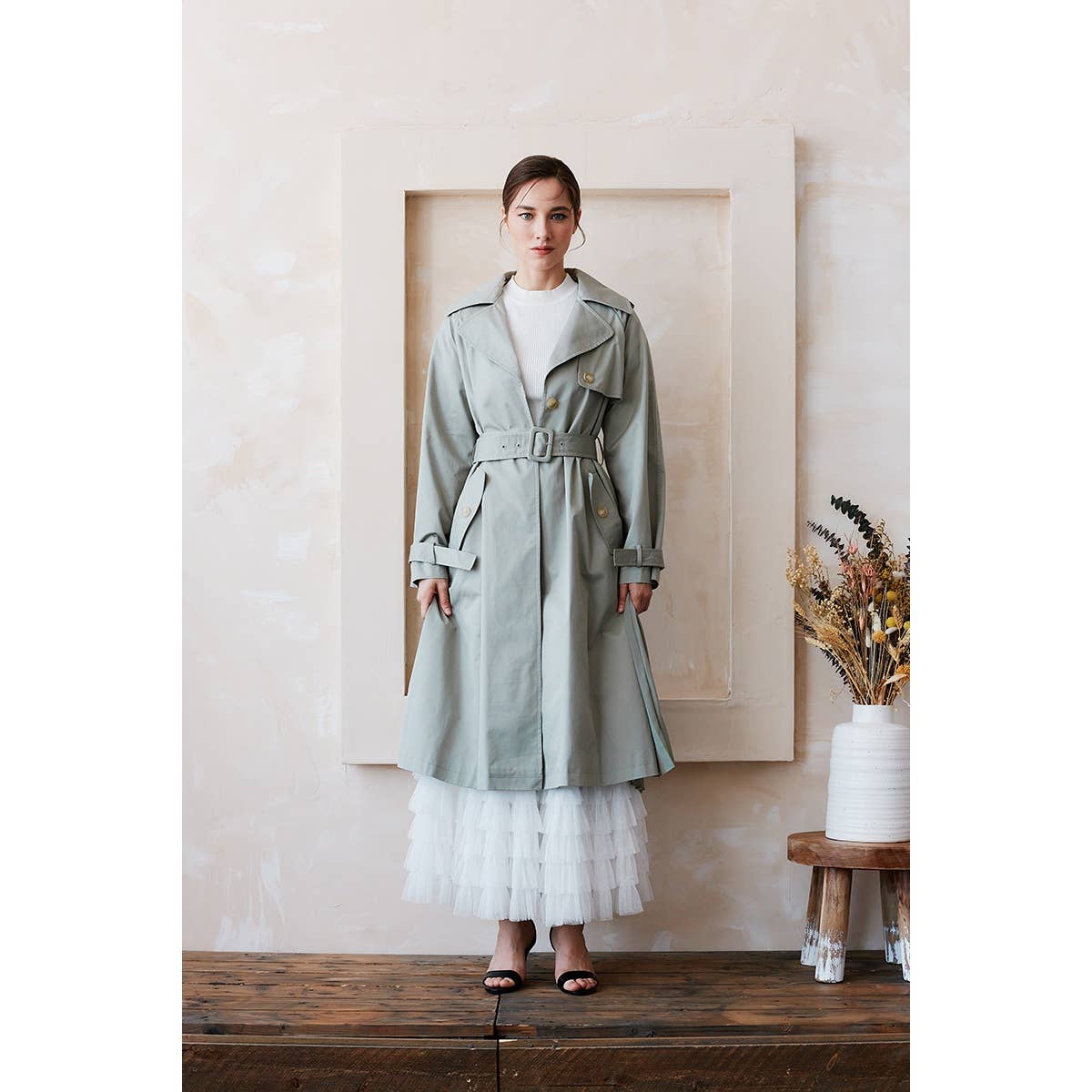 Pleated Trench Coat